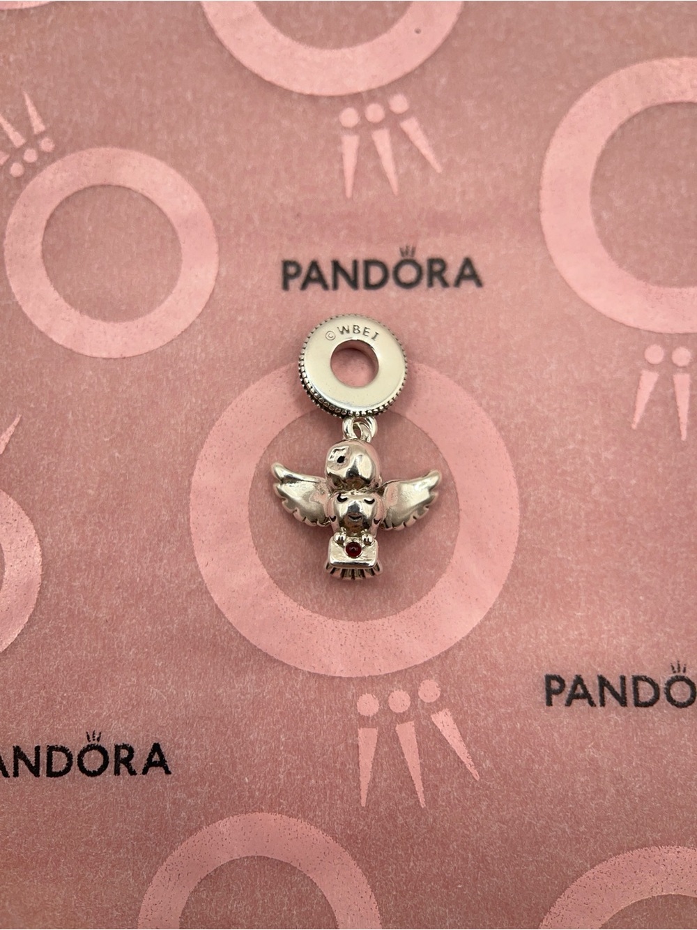Pandora Harry Potter Hedwig Owl Letter Two-Tone Sterling Silver Charm
